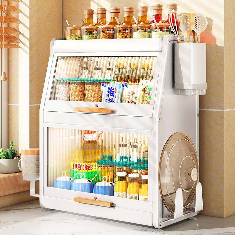 尘带厨盖房调料品置物架家油用台F5M69JTS面放盐酱醋调味盒收纳储,收纳整理,书桌收纳置物架,淘宝优惠券,粉丝福利购,淘宝优惠卷