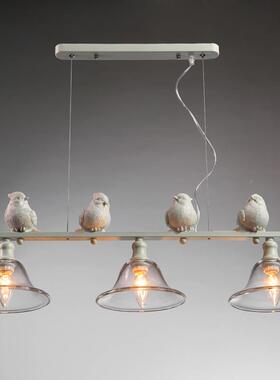 计师欧具D2083式复古厅吊灯客厅灯餐卧室设灯麻雀三头吊灯