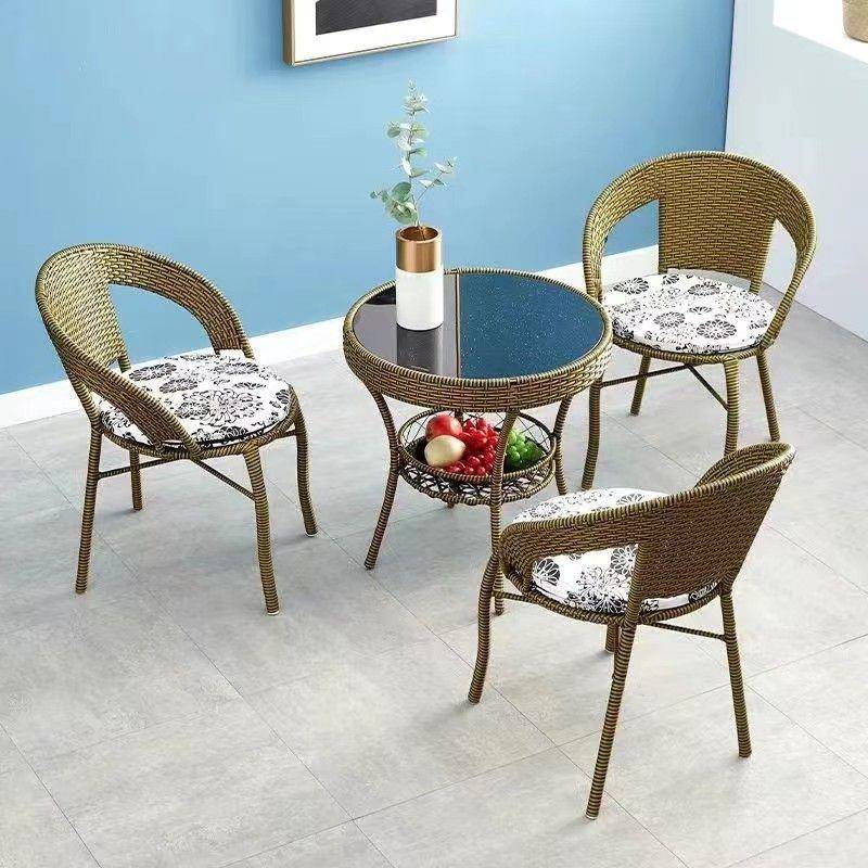 藤椅三件藤套阳天台小桌椅室外露户外庭休院茶几组SS-048合闲编靠