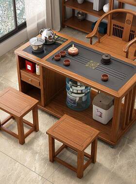 20小25年新款可移动阳台茶轮桌椅组合JFG带万向实全木茶桌户型台