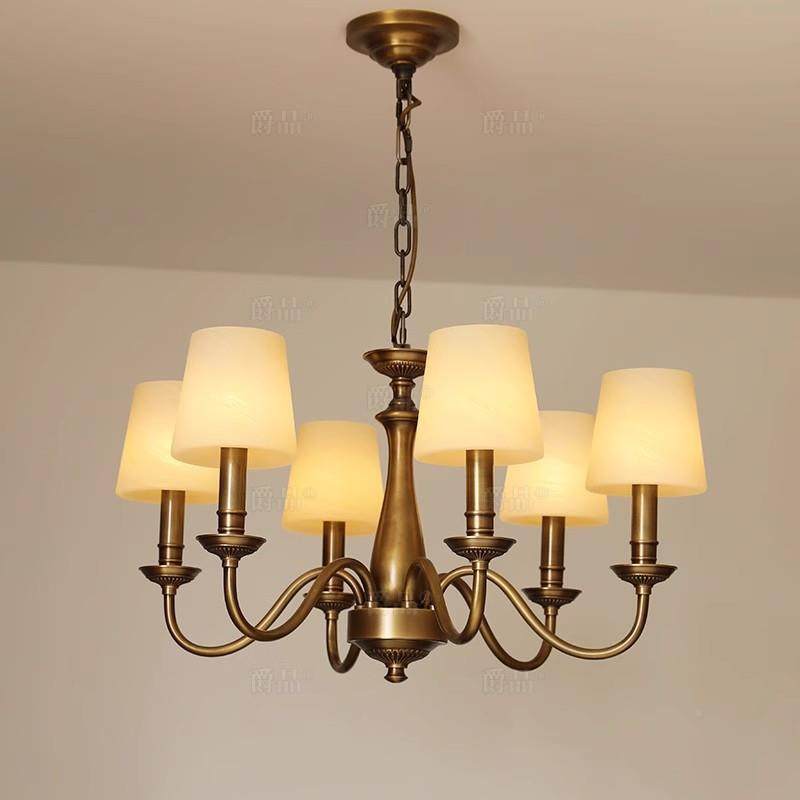 全铜室美式简约客厅吊玻416璃灯罩别墅复式楼书餐灯厅卧灯房吊灯,家装灯饰光源,智能吊灯,淘宝优惠券,粉丝福利购,淘宝优惠卷