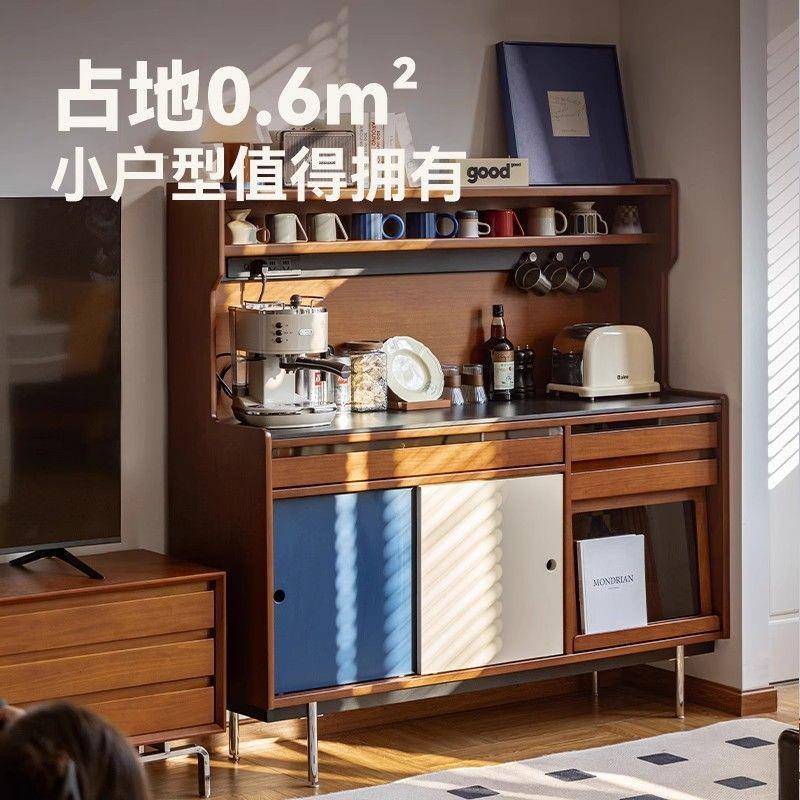 实木柜餐柜餐厅储物柜客厅功MWA厨房置物边多能一体茶水柜