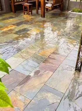 黄锈青石板庭园院地砖花露铺台户30外民宿地石天色然仿古文化石材