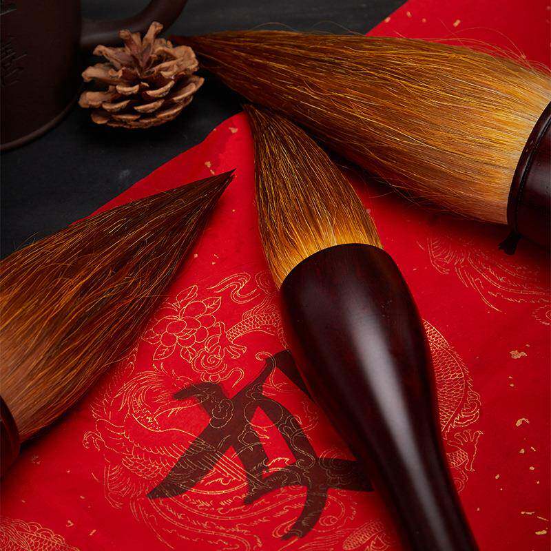 对大号花牛角狼羊兼毫大中小大斗笔书法国画联毫毛笔熊大提抓斗泼