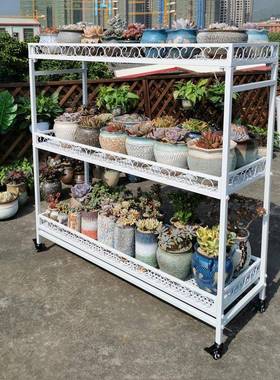 9飘W阳台室内客YJJ-HJ00厅多肉花架台窗落地蝶式可移动带轮多层蝴