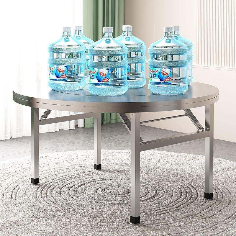 免安装034特LUG厚锈钢内不转盘折叠桌大置圆桌子家用酒席饭店连体