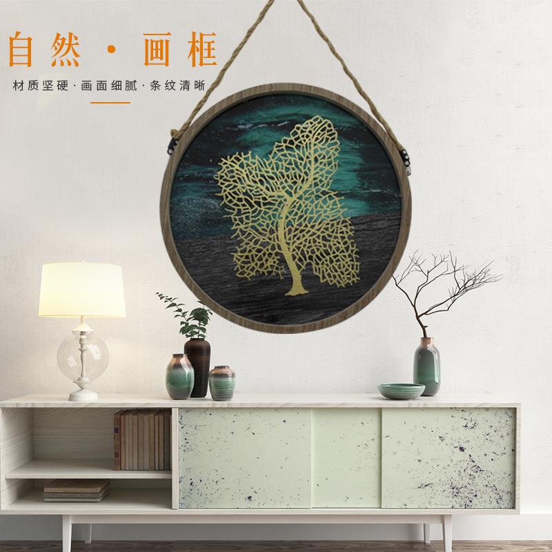 简约圆挂形挂餐厅烫客厅餐边柜装饰画金画芯画DFB画挂饰海洋风