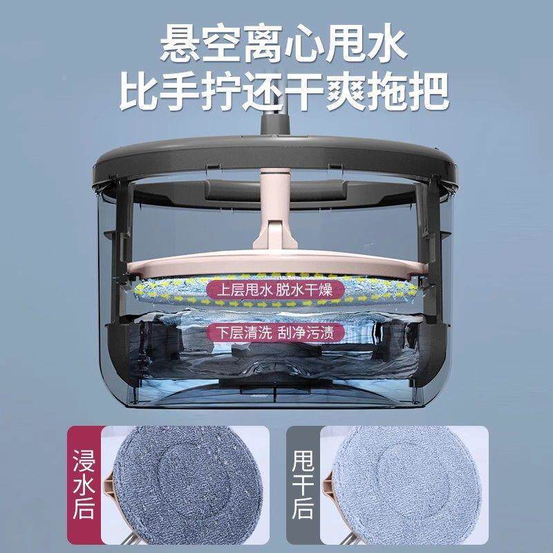 手洗自动免旋转拖把家拖PDD10089用拖一地板净干湿两用懒人平布板