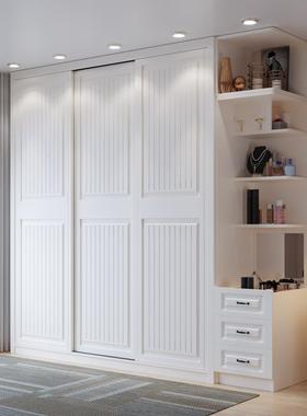 4I现代简约衣推拉门室衣柜家用卧木质移挂门大TPV衣柜多区白色趟