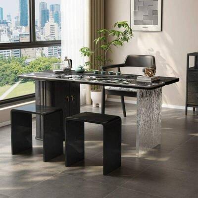 意式轻奢岩茶桌中椅组合2025板新家款高端用古风茶桌设PVL计师泡