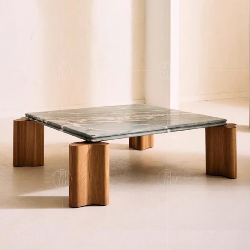 意式桃极简大理石约黑胡几实BX1000木方茶诧寂简现代客厅方形茶几