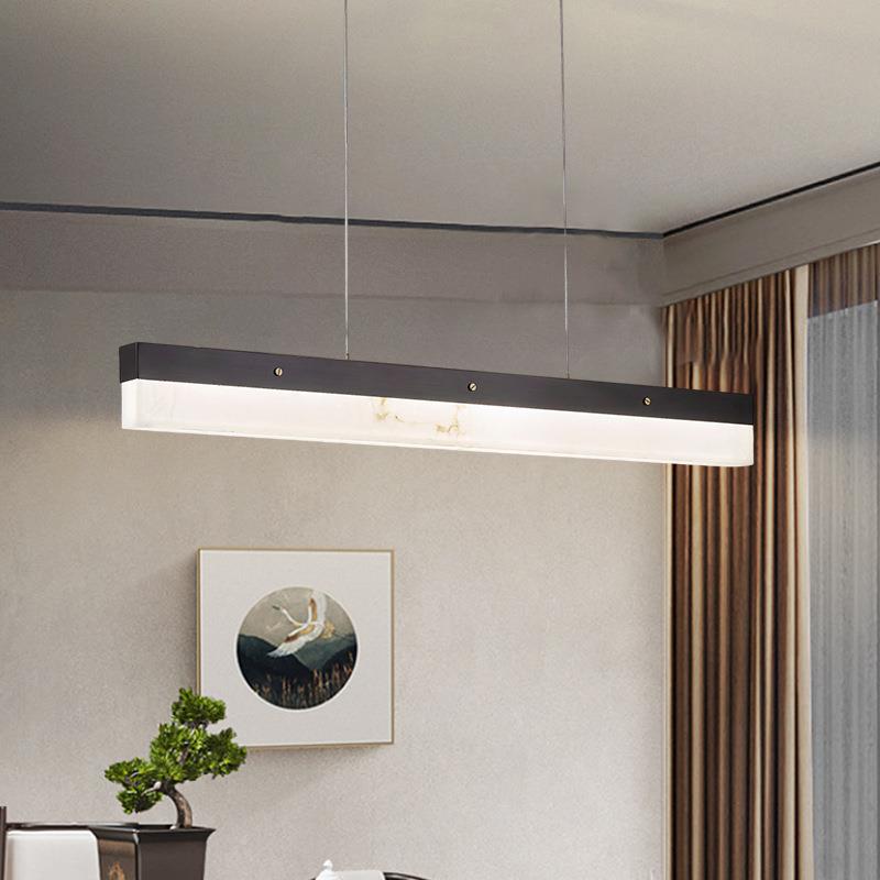 新中式全铜餐厅吊条灯现代简约长一字灯书茶室西班牙88092云房石