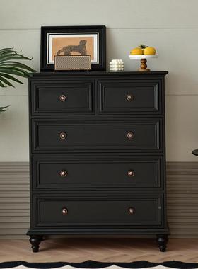 美现式木五斗柜小户型玄关抽柜储实物收纳柜985屉黑色代简约卧室t