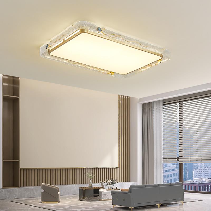 全铜钻石晶卧室吸顶灯长方形客水厅现代约轻71025奢灯大简气家用