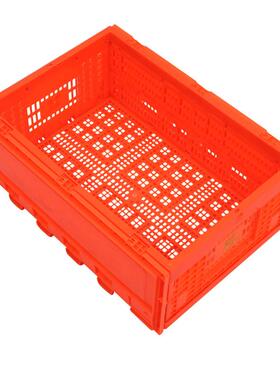 600叠-30橘RIN红色折盖叠筐带折叠式塑料筐2加厚塑料大折筐PP塑料