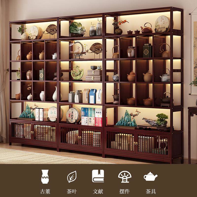 中式楠竹茶架置物架多层非实收木茶展纳示咨询客服柜茶室布置茶架