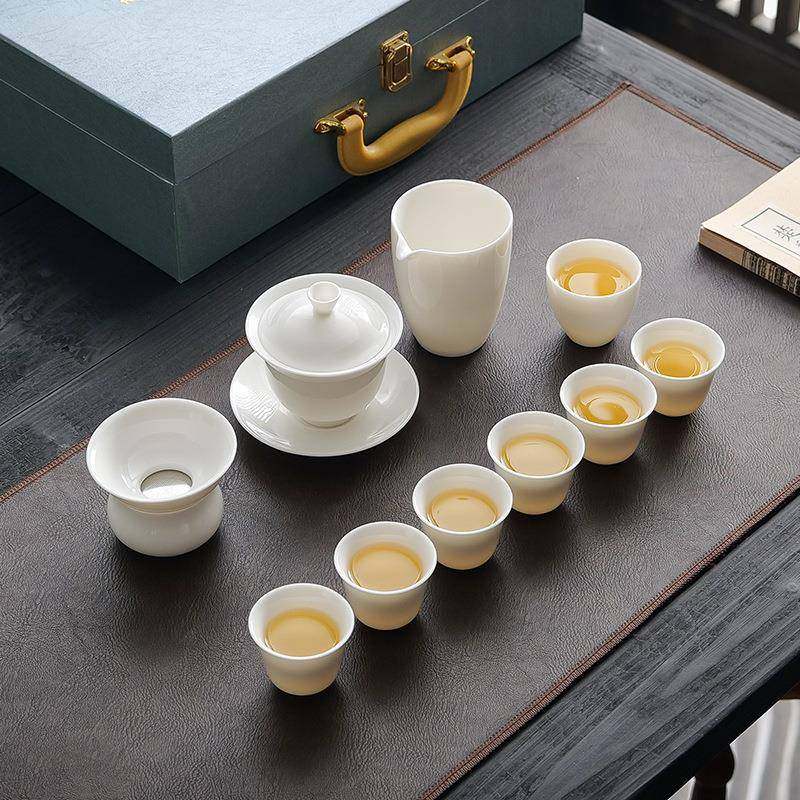 高档德化白瓷茶具套装家用羊脂玉瓷泡茶盖碗办公侧把茶壶茶杯陶瓷,节庆用品/礼品,新娘配件,淘宝优惠券,粉丝福利购,淘宝优惠卷
