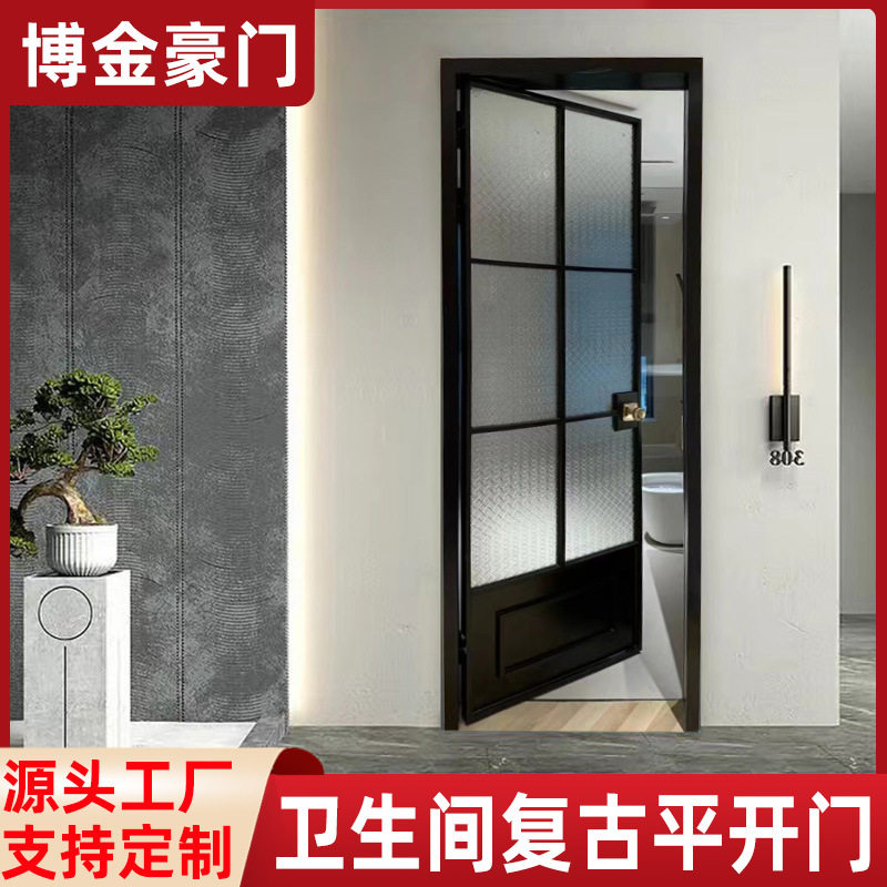 铝合金厕所门玻璃门客厅隔断卫生间不锈钢推拉门卫生间门全铝防水