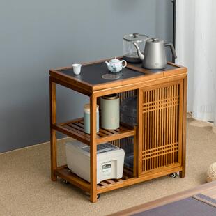 移动茶水柜樱桃木实木茶桌边柜阳台小茶桌小型家用烧水壶一体边几