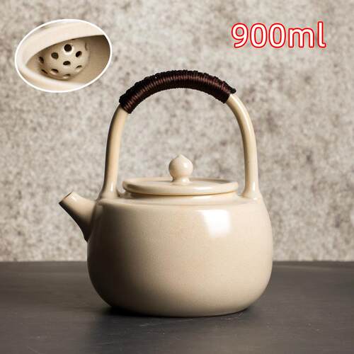 釉烧煮茶水壶家用白泥日式提梁苏打陶瓷器电壶茶具陶炉冰裂陶壶釉