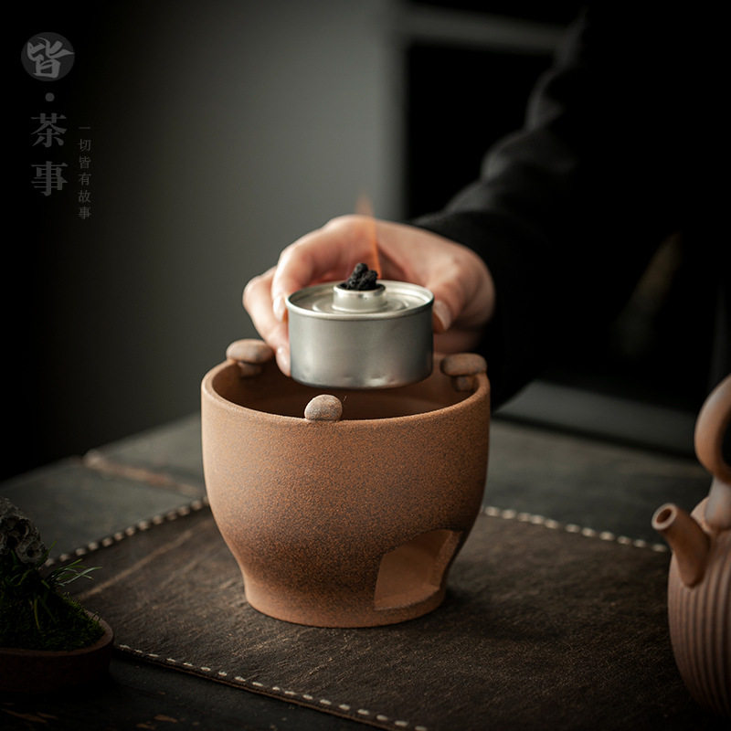 粗陶无釉温茶炉蜡烛加热保温底座家用围炉煮茶暖茶小火炉酒精茶炉