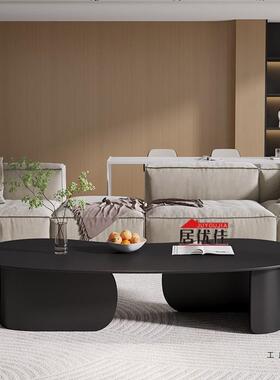 异形意式岩板极简黑色轻奢腰果网红家用办公室茶几客厅2025新款