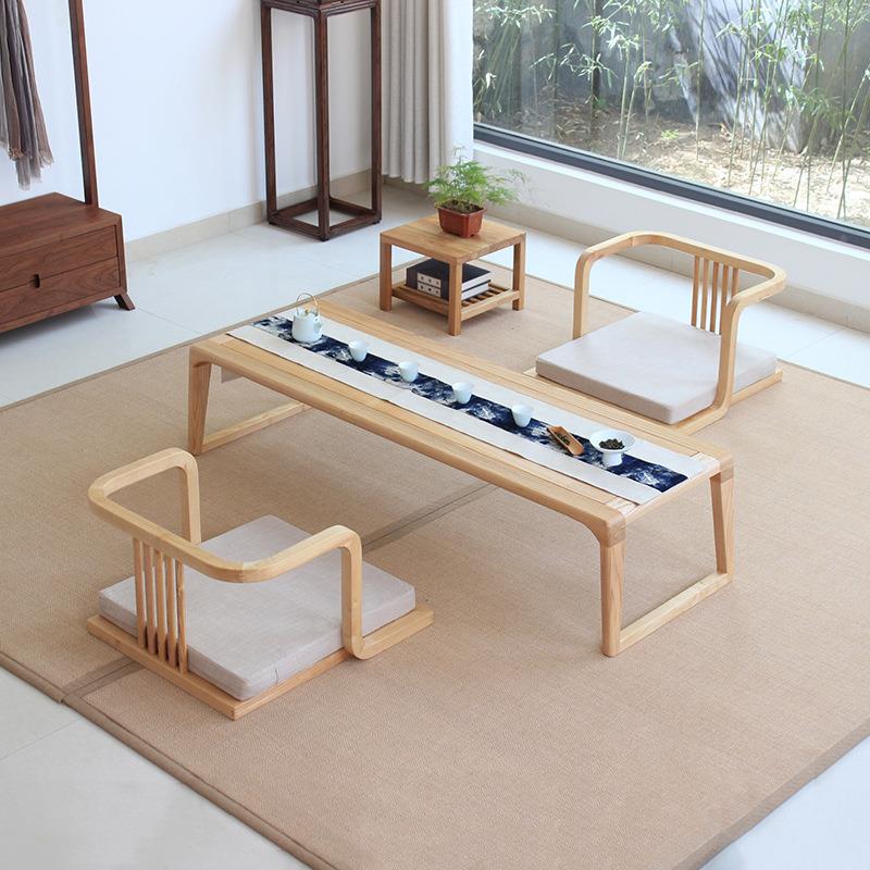实木榆榻榻米茶几式阳台矮桌日飘窗桌现茶代简约炕几桌家用kj25老