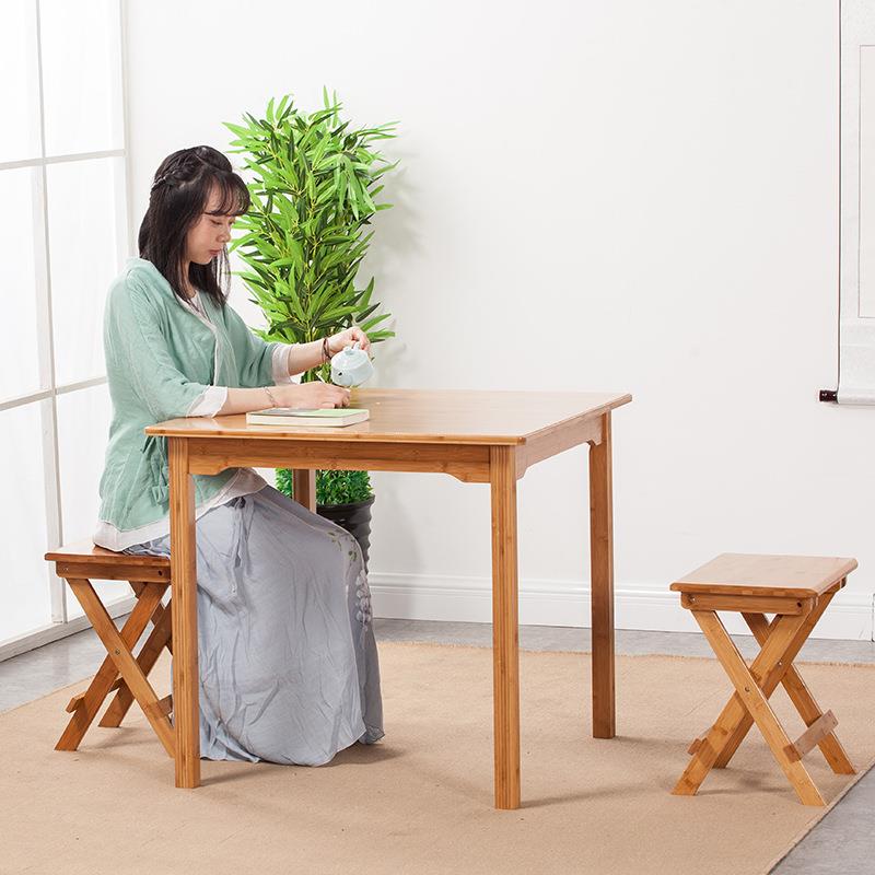 实木餐桌餐椅组合厅楠竹家具YH-XFZ伸饭缩折椅叠餐桌饮店小方圆跳