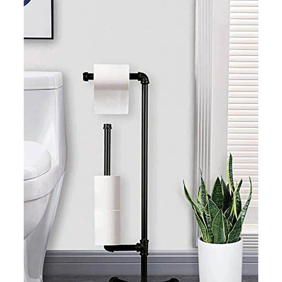 loft个落地性工30787古业风格水管黑美式纸巾架厕纸架复铁艺色厕