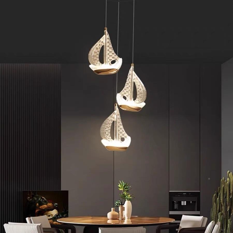 935楼梯吊灯简约帆创意新中式复式楼别墅中空客转厅空挑旋一风顺