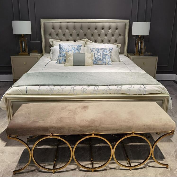 欧小20200616美式木床1.8米m轻奢主实卧现代简约1.5布艺双人床2.0