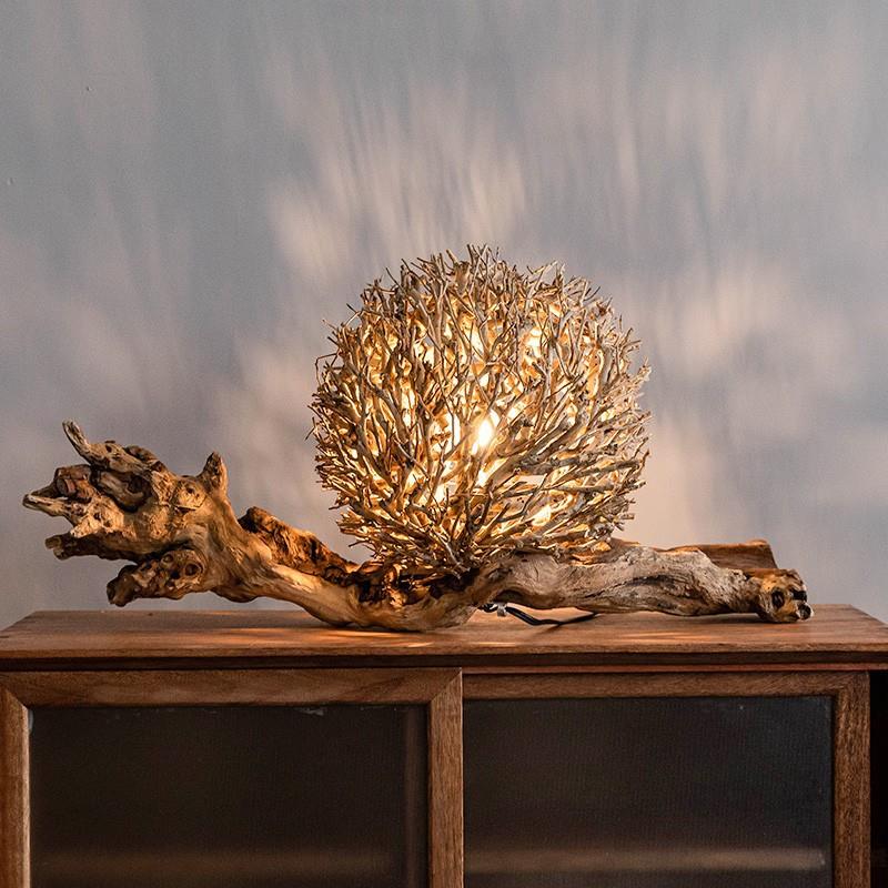 自然原生态树枝创台灯艺书术具意民宿明珠装饰新中式装饰房餐厅吧
