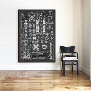 航天飞机分解图手稿图装20240624饰画工公业火风箭机械结构设计办