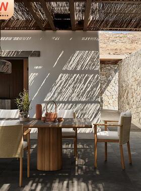 户外长桌椅柚木桌做旧别墅花椅园33988防腐家具庭院露天休闲水防