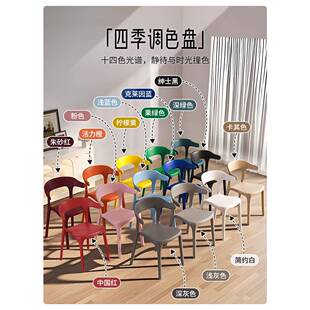 用加厚桌椅塑料简805约靠椅可堆叠餐椅商用凳子靠背餐背餐厅扶手