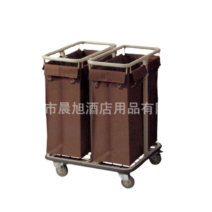 酒店大堂用品双桶布车喷塑服服草车务726宾馆客房务车
