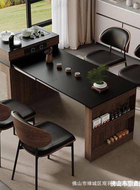 板新款岛台餐岩桌一体型伸缩家用小户转实木旋多76059功能泡茶吧