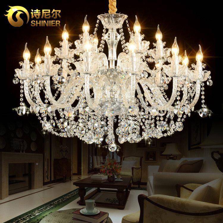 轻水晶吊灯欧式法客厅灯现代简约卧室婚餐厅大气式酒846店庆灯具