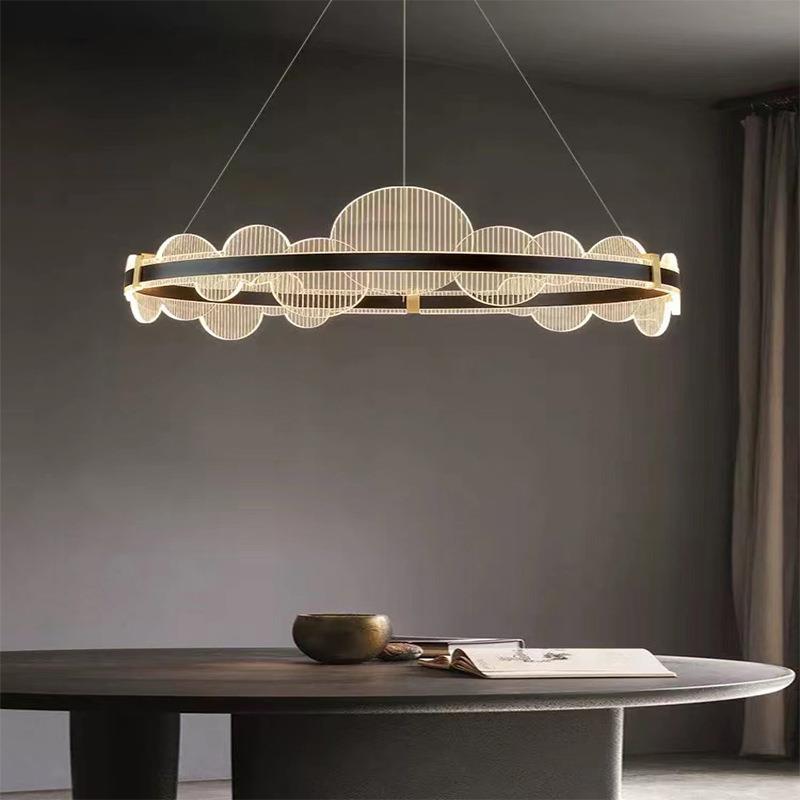 现金星代简约客厅吊灯轻奢卧室高档灯拉丝圈圈吊大气灯别墅吊餐厅