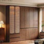 中古风实木衣柜用室新款 WET胡桃色成家品柜子卧编复古多藤挂衣大