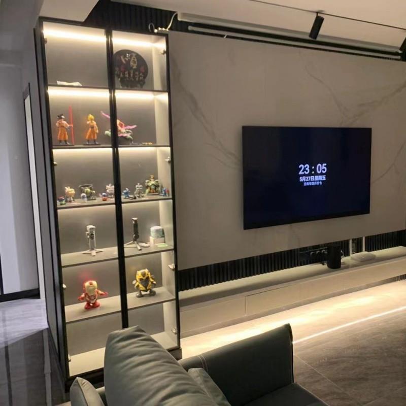 fL门E实电视柜侧边柜酒立柜玻TDS璃现做客厅木储物展示柜餐边柜柜