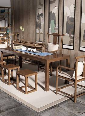 实木家会用客茶桌椅组办公接IOK待洽谈室泡茶桌合长方形茶桌