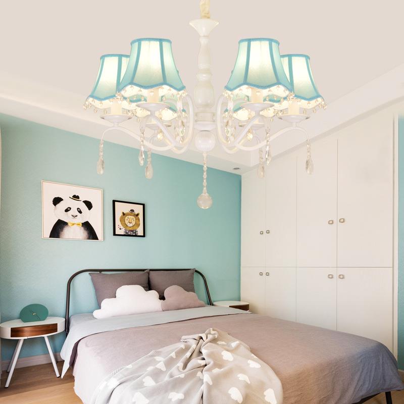 地中海水晶吊灯美室式田园风格色温蓝馨卧房欧书见描述式铁艺儿童
