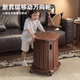 实木叠叠乐凳子家用餐桌凳可几叠732客放厅茶轮备用凳组合滑移动