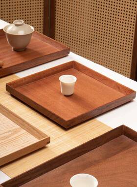 黑胡桃盘木盘日式实木长方用形茶盘家木质托点心客LKO厅咖赵之吴