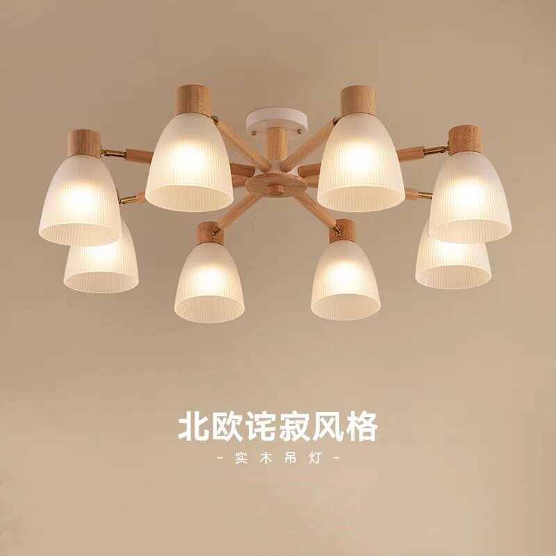 客厅灯北欧日式实木卧室灯led原木灯具现代简约创意温馨木艺吊灯