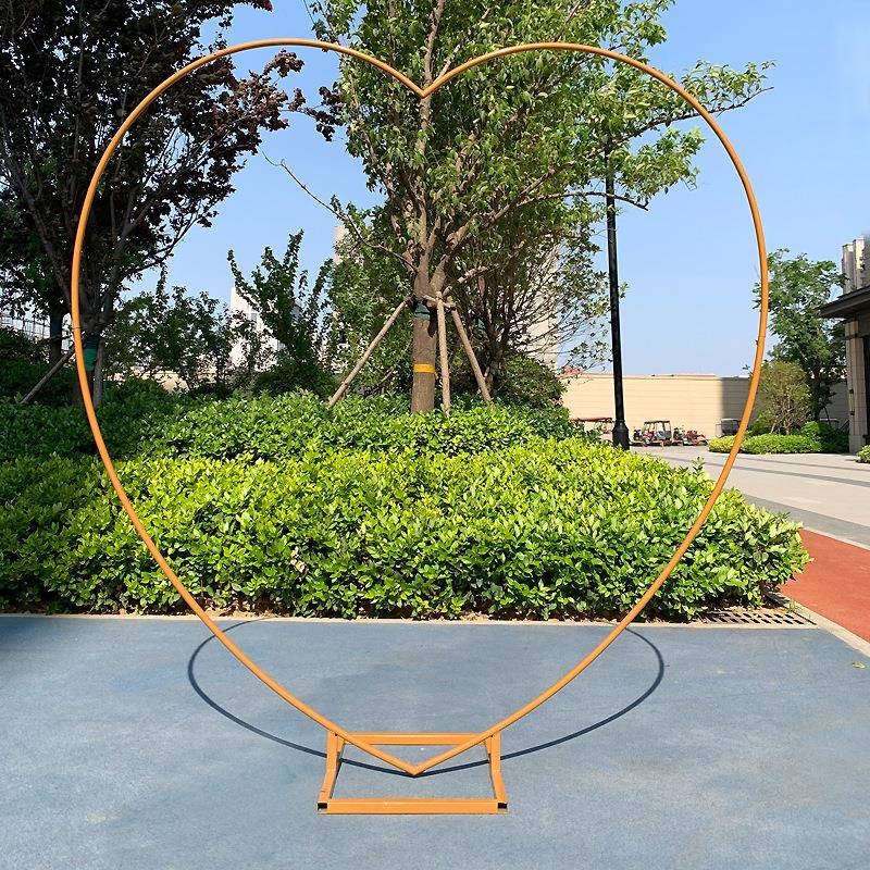 新款婚婚心庆道具球铁艺型QSS拱门礼气拱门结婚心形拱门架子拱门