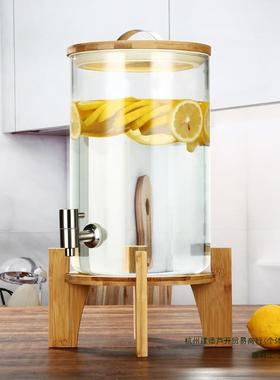 冷水壶家用玻水璃带容凉龙头加厚大量饮料桶耐高温F9657SJ8果汁桶