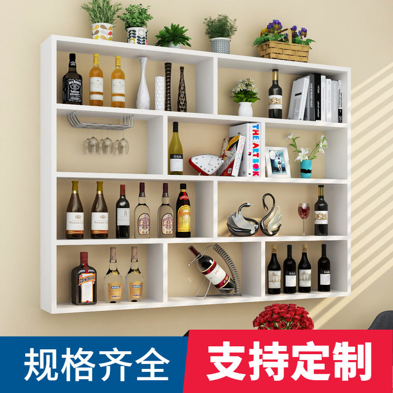 壁挂架墙上置物架实木书架隔板多层酒柜客厅墙面吊柜挂柜酒架格子