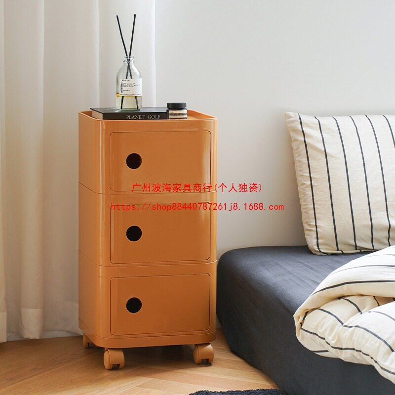 小户型极窄可移动方形多层储物柜子置物收纳柜现代简约卧室床头柜